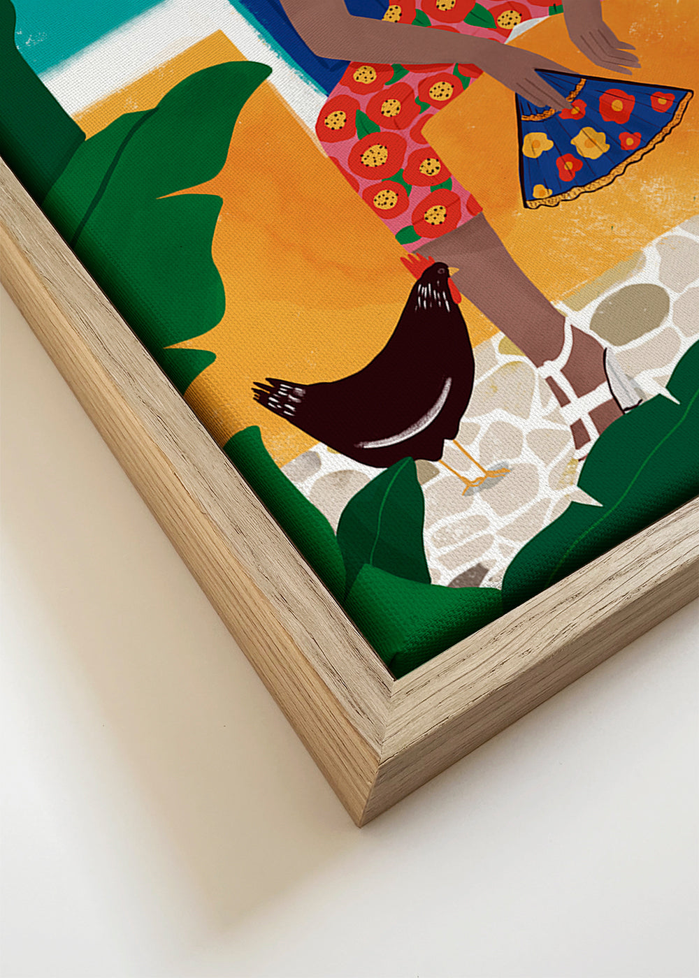Ilustração de mulher sentada entre plantas tropicais