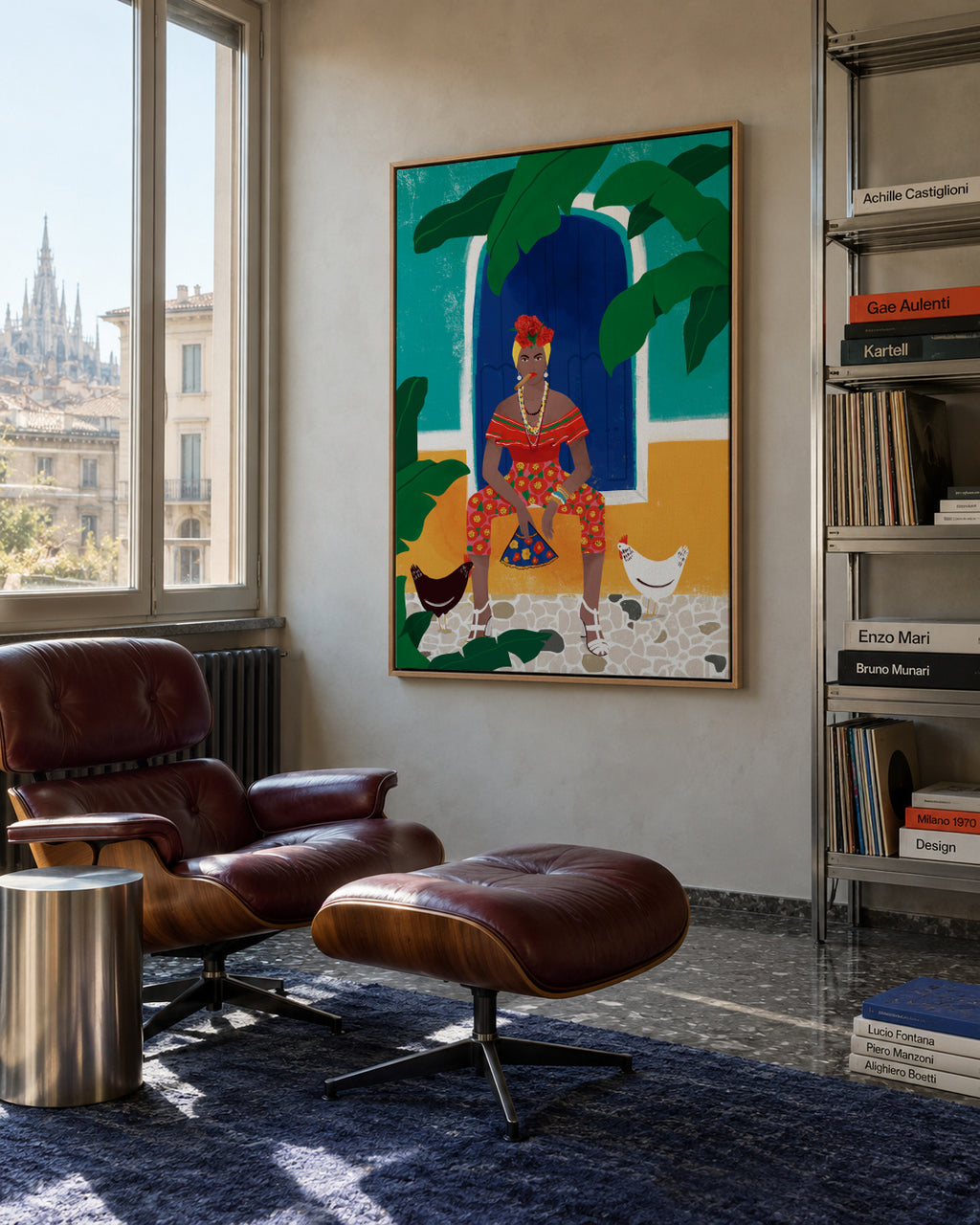 Femm au cigare - Framed canvas in an interior