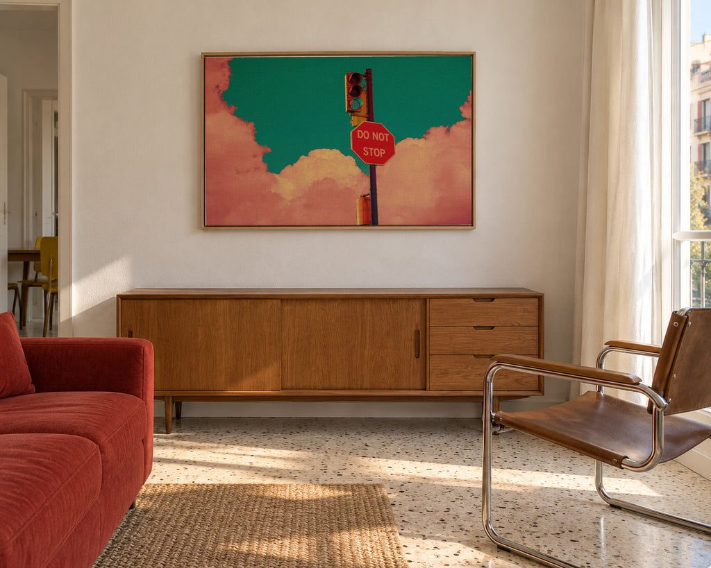 DO NOT STOP - Framed canvas in an interior