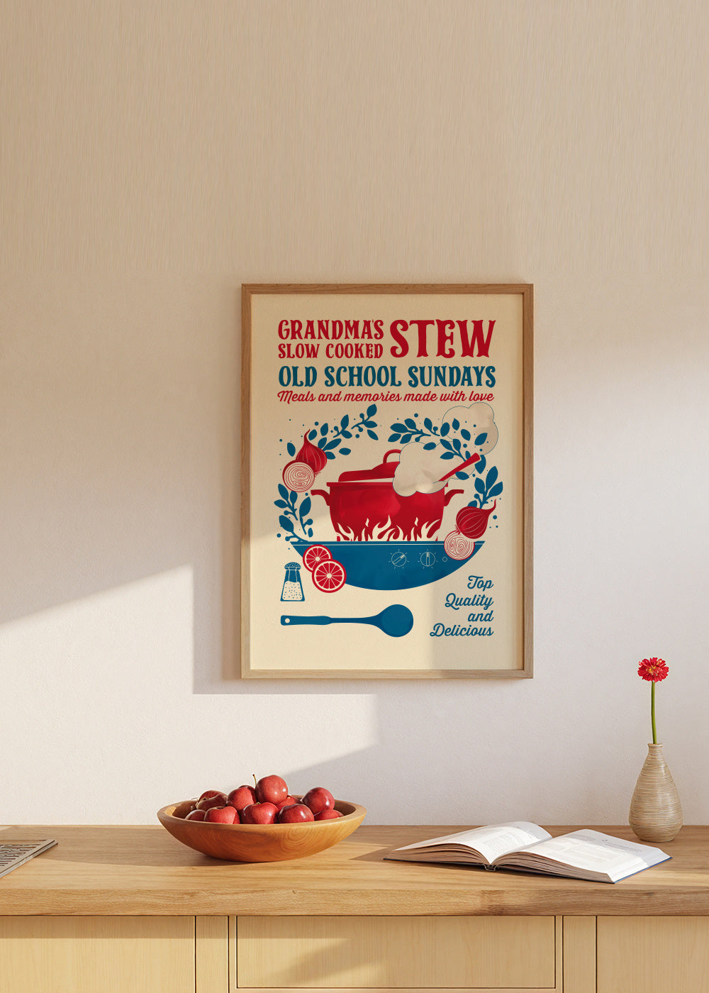 Grandmas Stew kitchen print - Framed poster in an interior