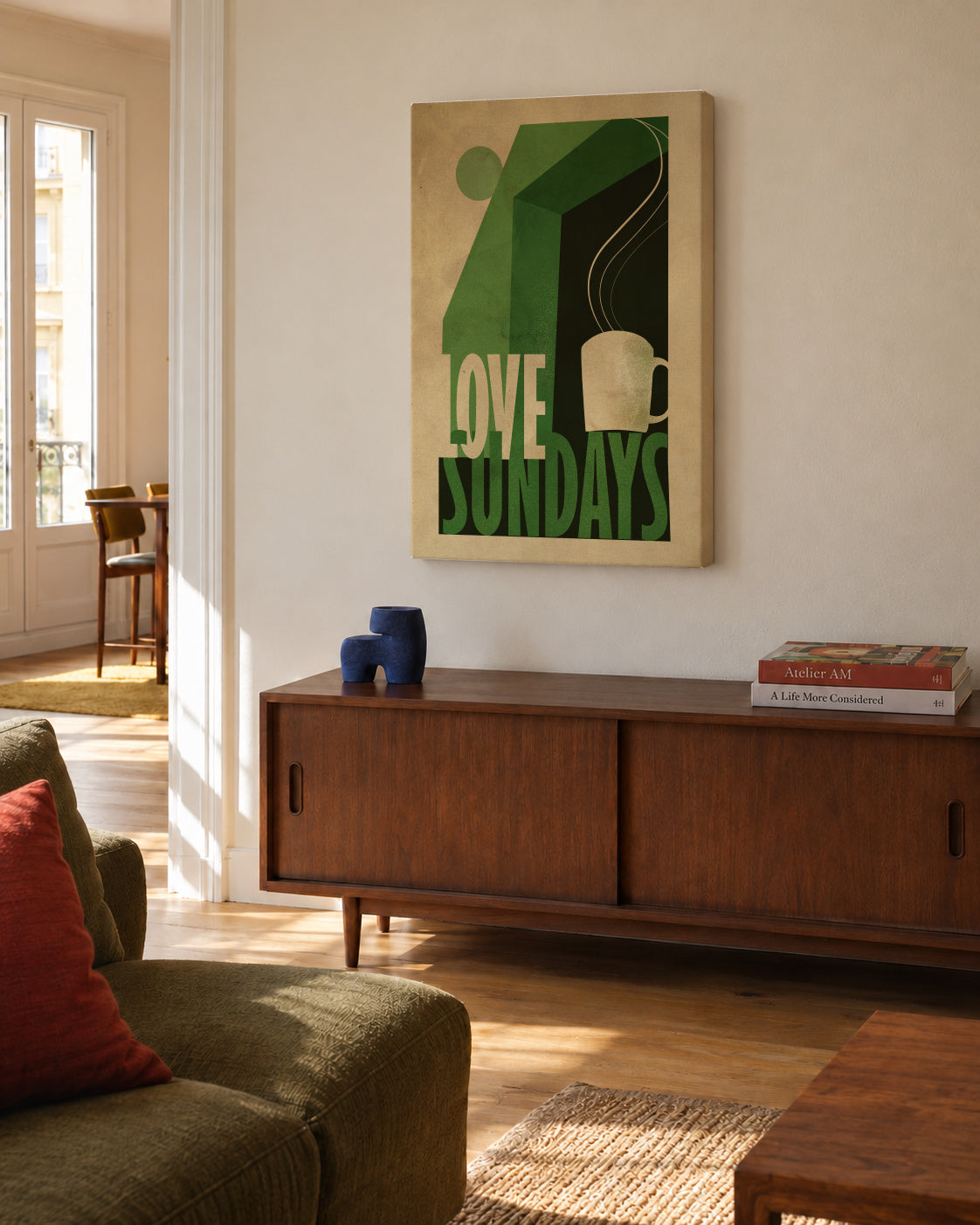 Love Sunday print - Unframed canvas in an interior