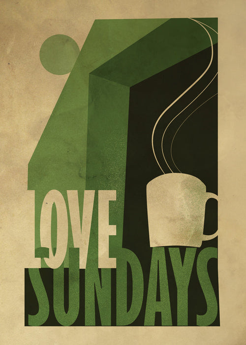 Arte para cozinha Love Sundays com chávena a vapor