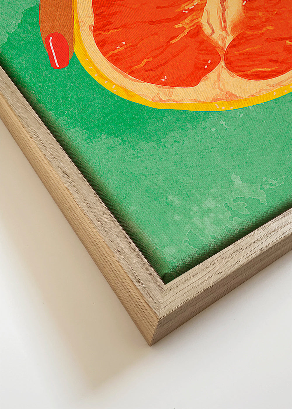 Arte para cozinha com toranja e mão