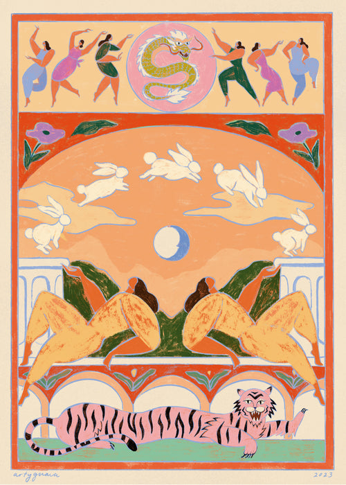 Rabbit Jumps Over the Moon - Unframed art print