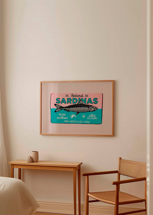 Arte para cozinha Sardinhas rótulo retro