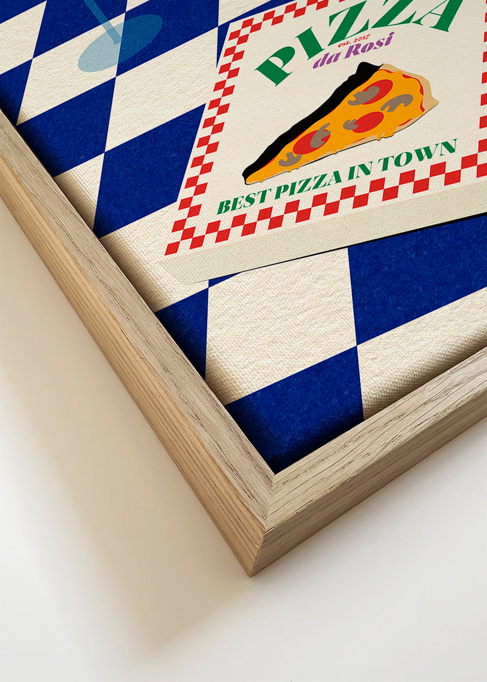 Arte para cozinha: pizza e café em xadrez