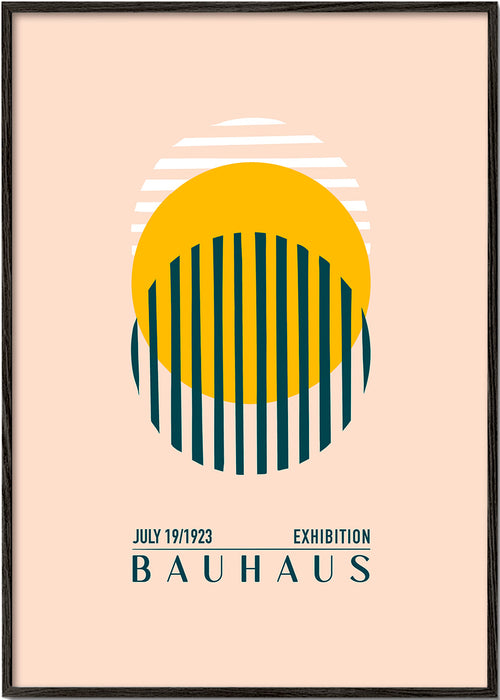 Ilustração Bauhaus geométrica com círculo e faixas