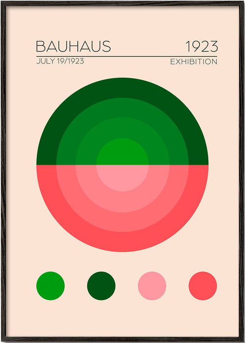 Poster geométrico Bauhaus verde e rosa
