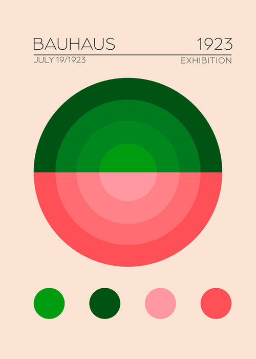 Poster geométrico Bauhaus verde e rosa