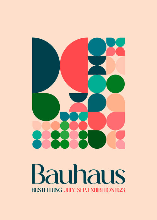 Poster geométrico Bauhaus com blocos tipográficos