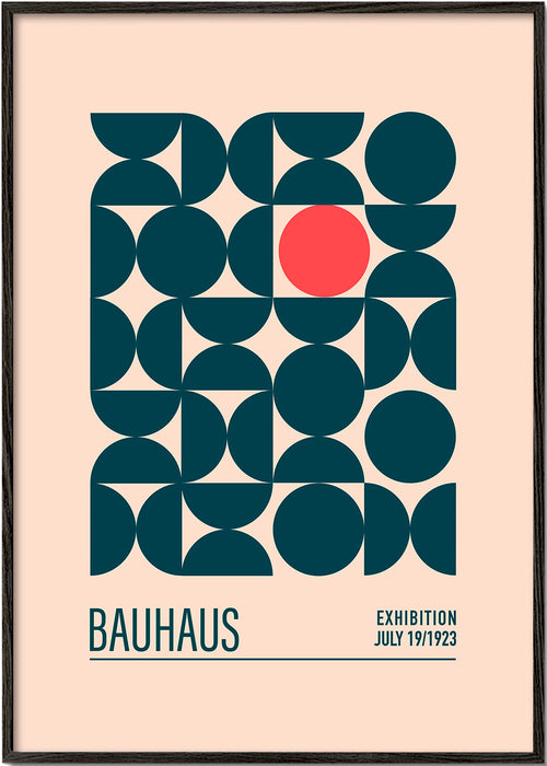 Pôster geométrico Bauhaus com círculo vermelho