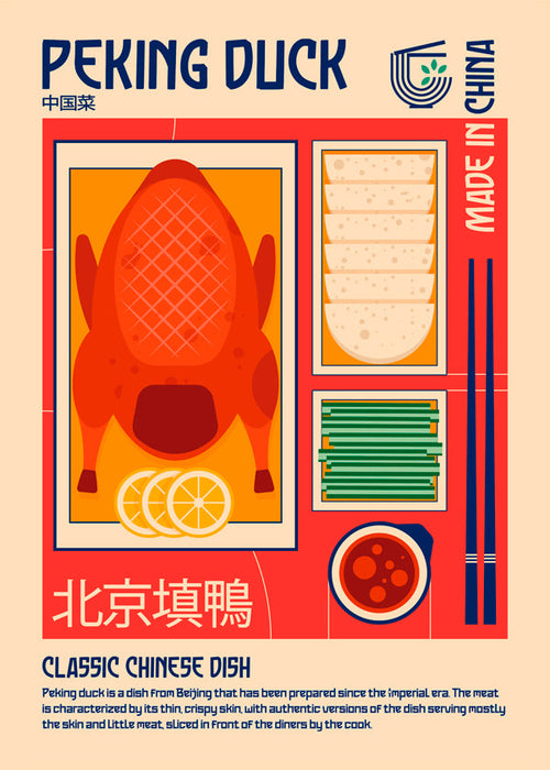 Arte para cozinha Peking Duck ilustração retro