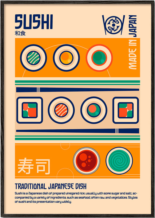 Arte para cozinha Poster gráfico sushi