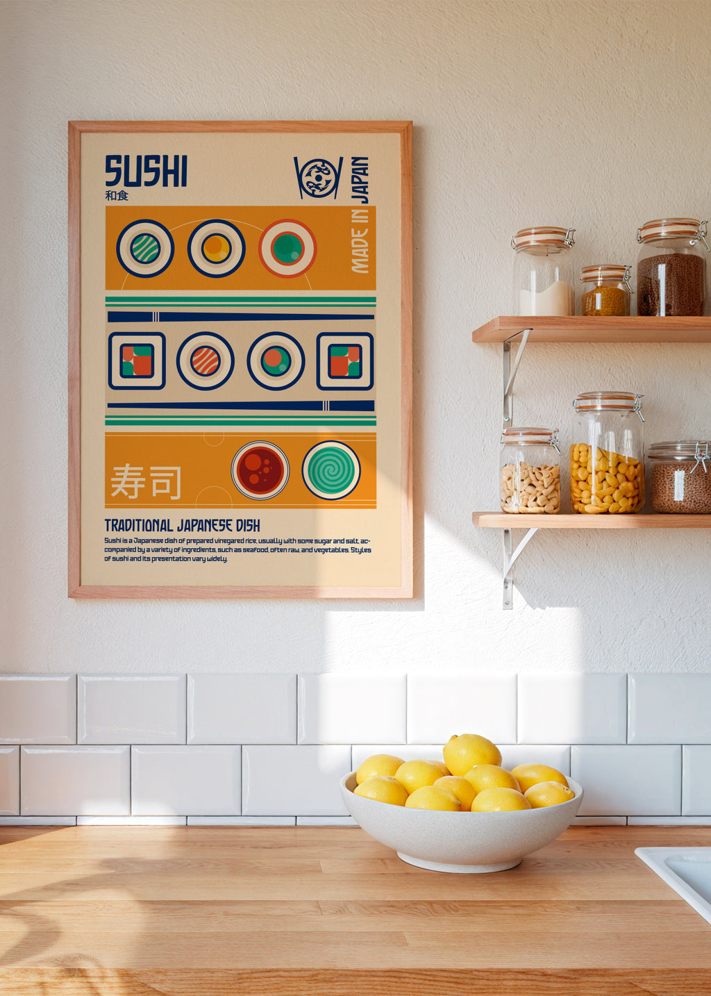 Sushi Japanese Food Print - Framed poster in an interior