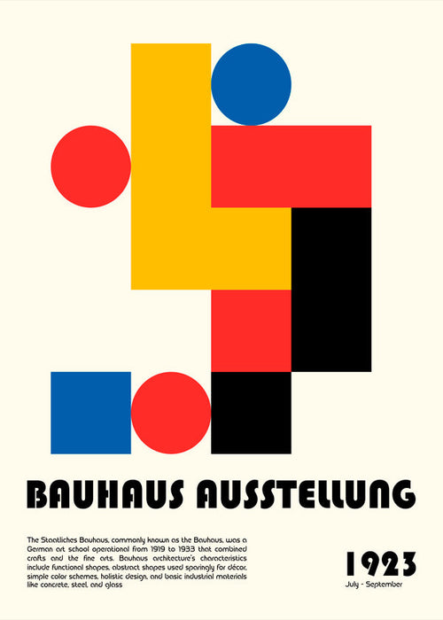 Poster geométrico Bauhaus com formas primárias