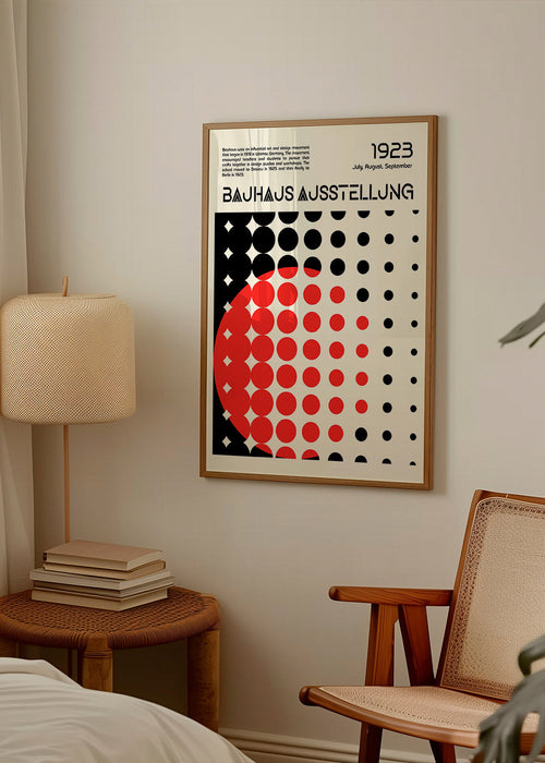 Poster geométrico Bauhaus com semicírculos vermelhos