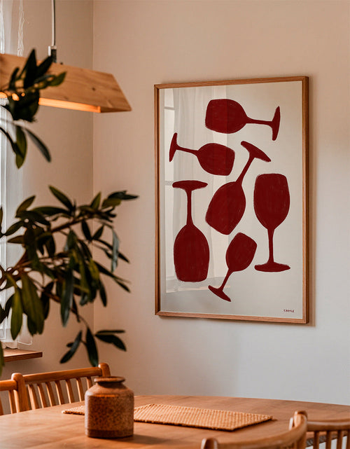 Arte para cozinha copos de vinho vermelhos minimalistas