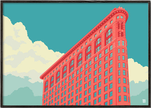 Arte de cidade Flatiron em ilustração pop