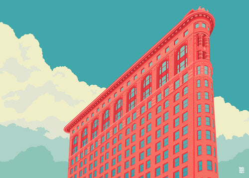 Arte de cidade Flatiron em ilustração pop