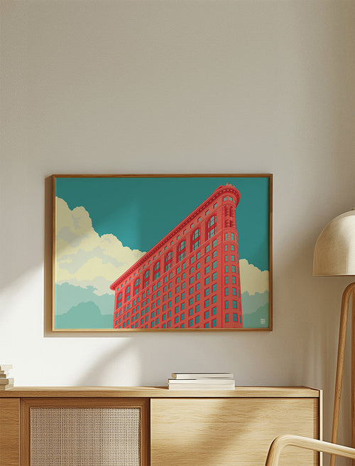 Arte de cidade Flatiron em ilustração pop