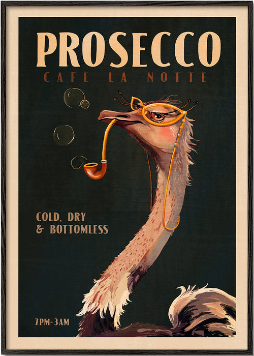 Poster avestruz Prosecco estilo Art Déco
