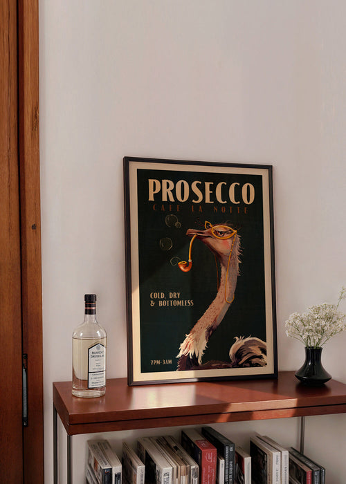 Poster avestruz Prosecco estilo Art Déco