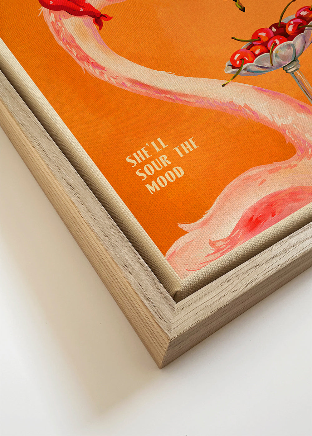 Arte para cozinha vintage com flamingo e cocktail
