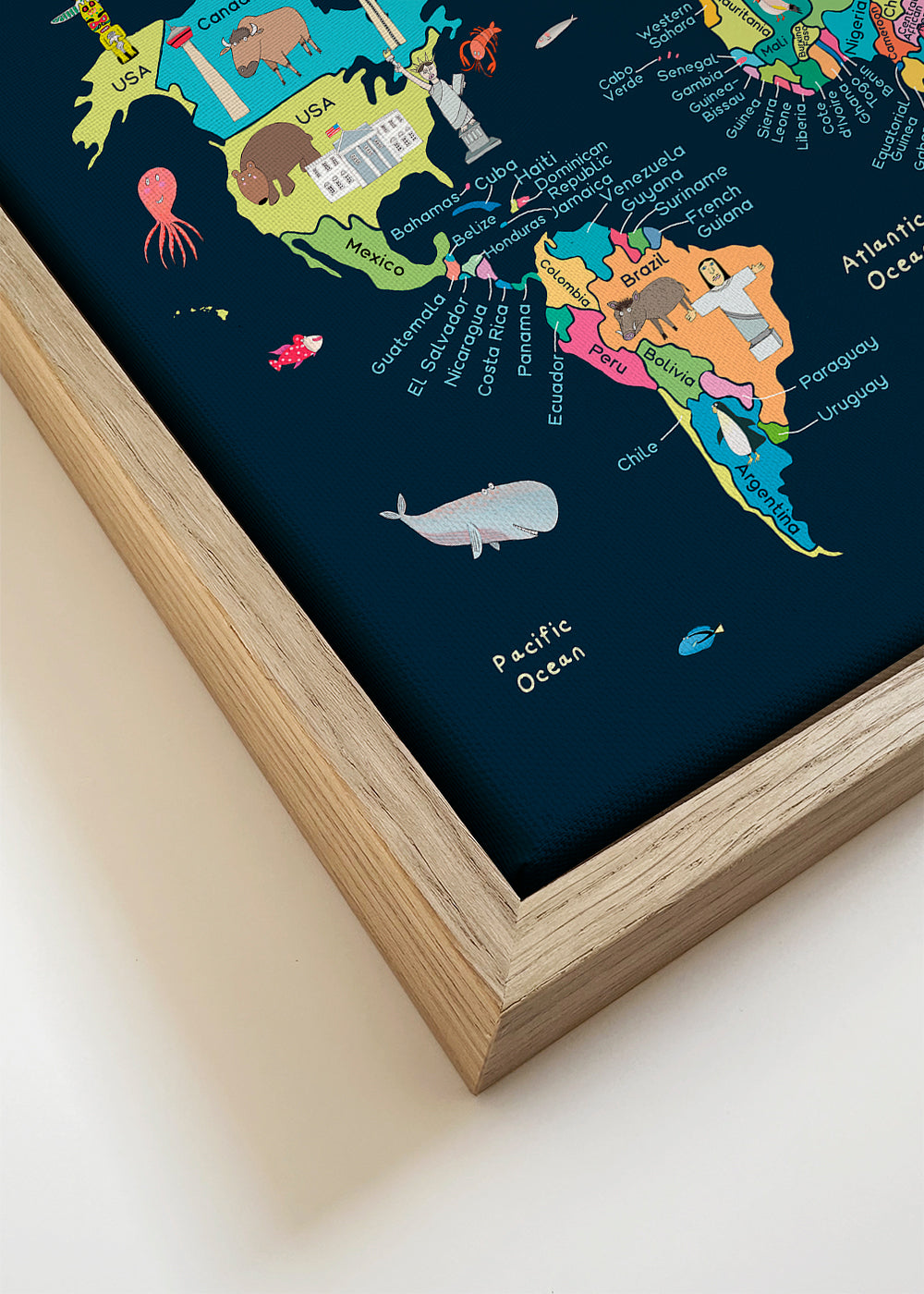 Educational Illustrated Map of the World for Kids