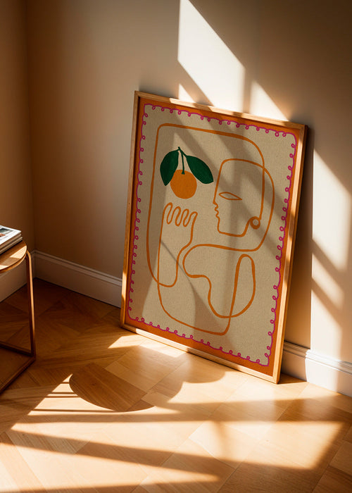Arte para cozinha com traço contínuo laranja