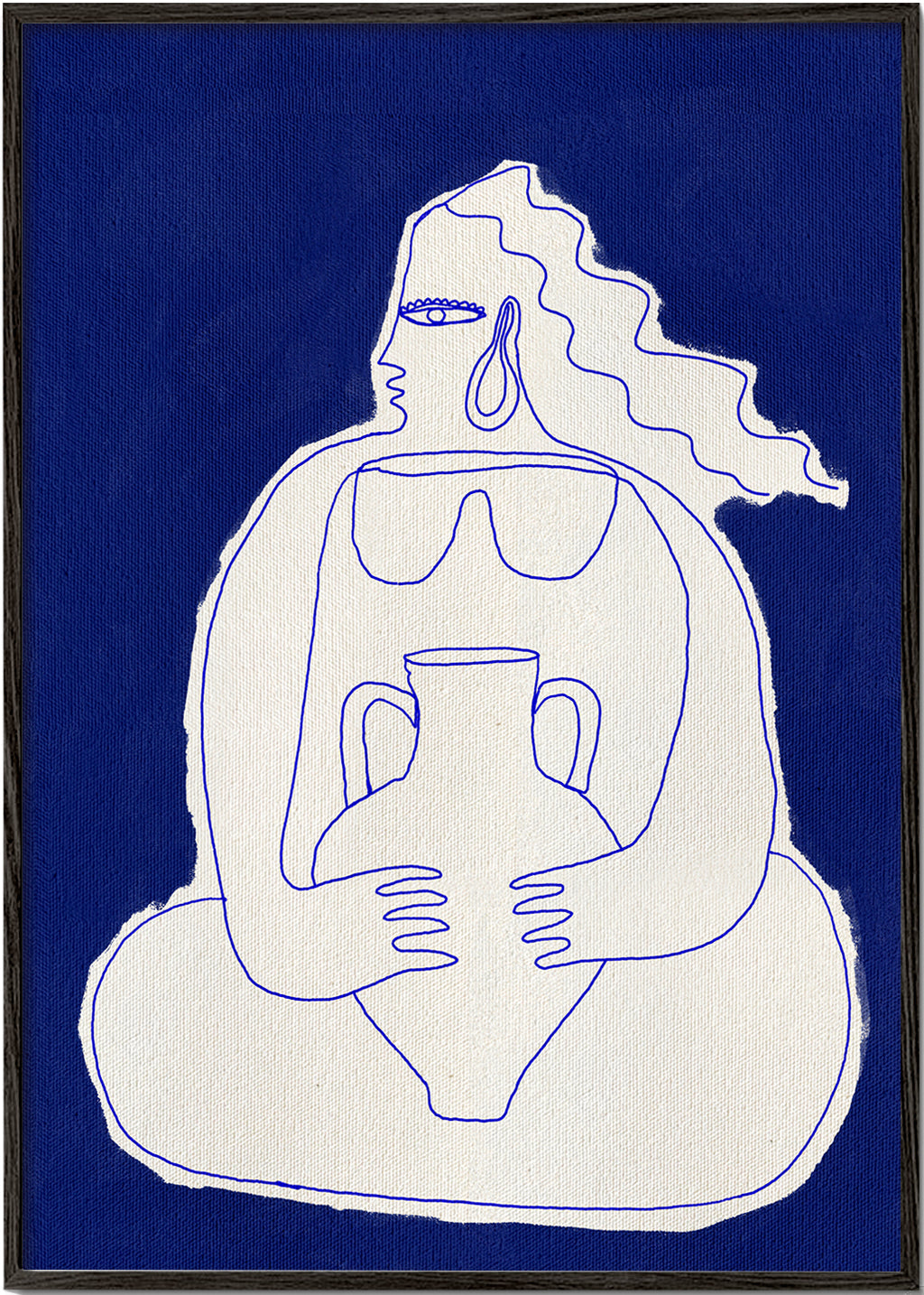 Ilustração de figura com ânfora sobre fundo azul