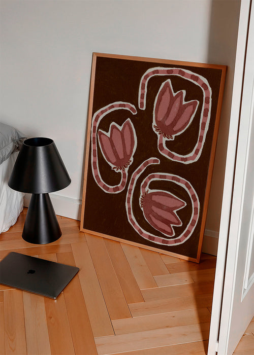 Estampa botânica de tulipas estilizadas