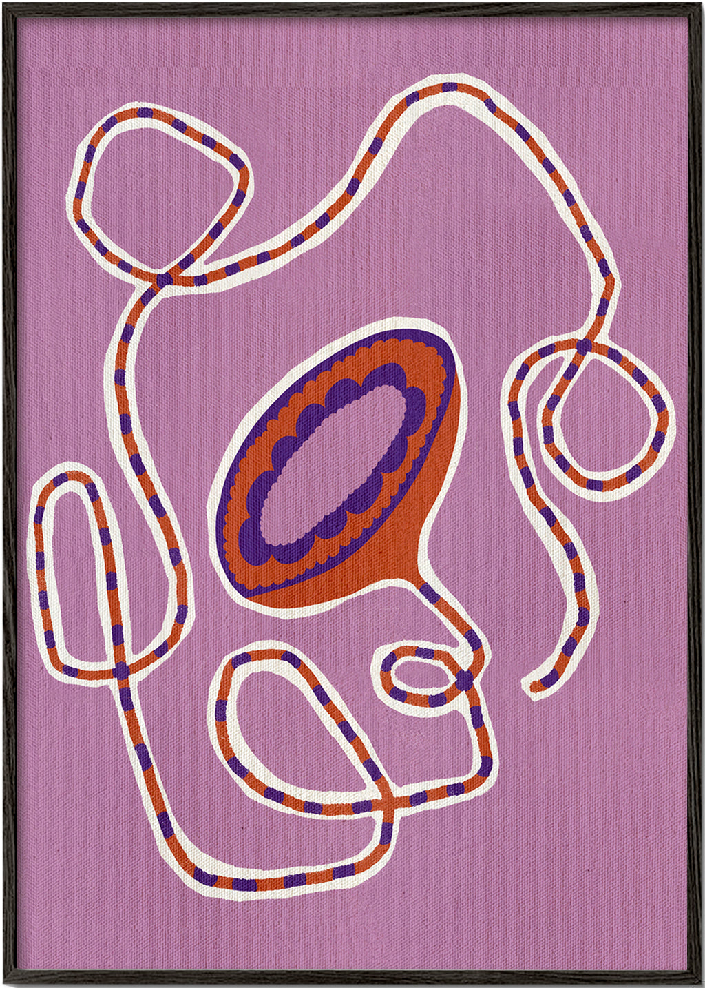 Estampa botânica com flor abstrata lilás