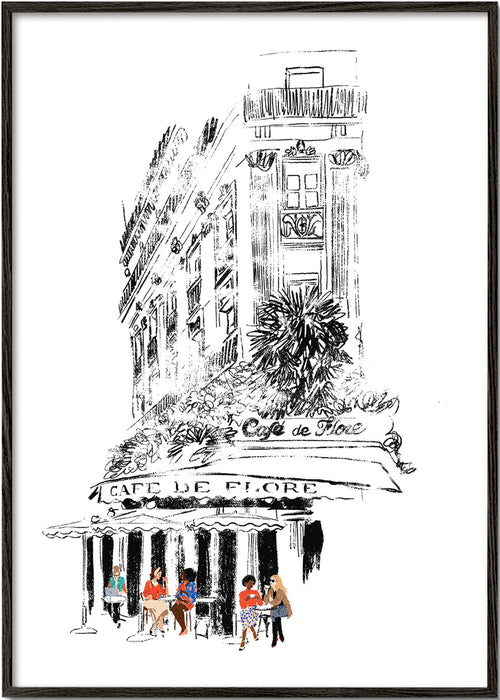 Arte para cozinha: ilustração de café parisiense na fachada