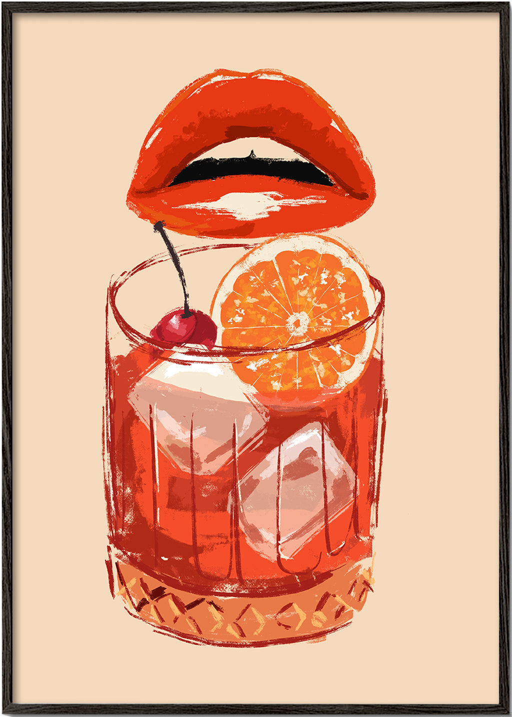 Arte para cozinha Old Fashioned com lábios