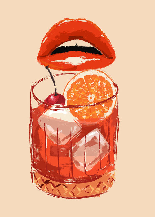 Arte para cozinha Old Fashioned com lábios