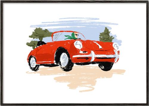 Ilustração de carro vermelho clássico