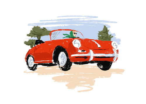 Ilustração de carro vermelho clássico