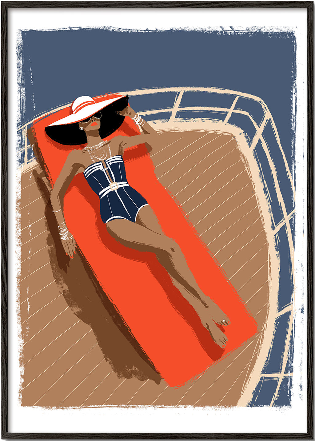 Ilustração mulher no iate