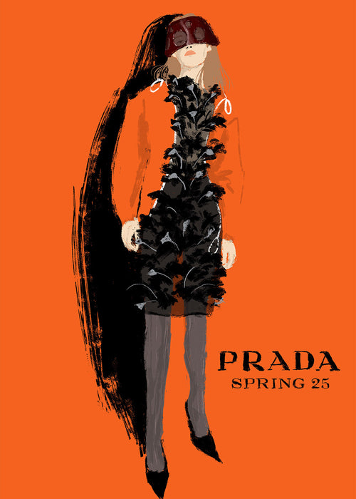 Ilustração de moda PRADA em laranja