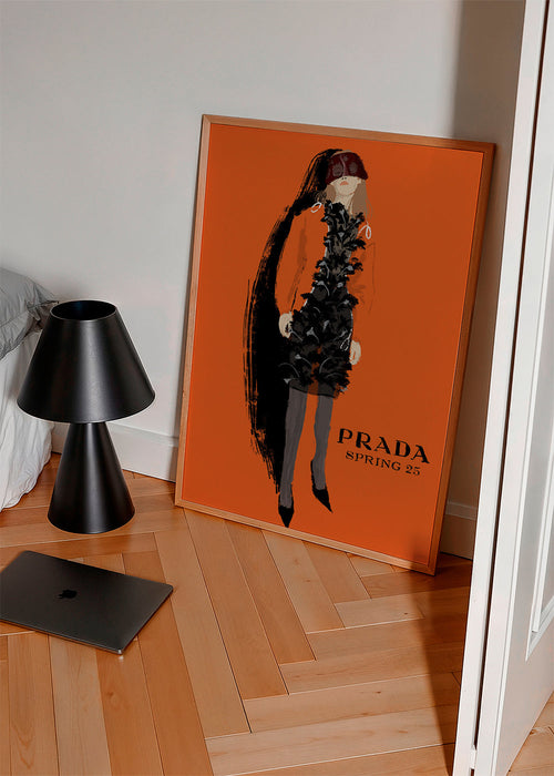 Ilustração de moda PRADA em laranja