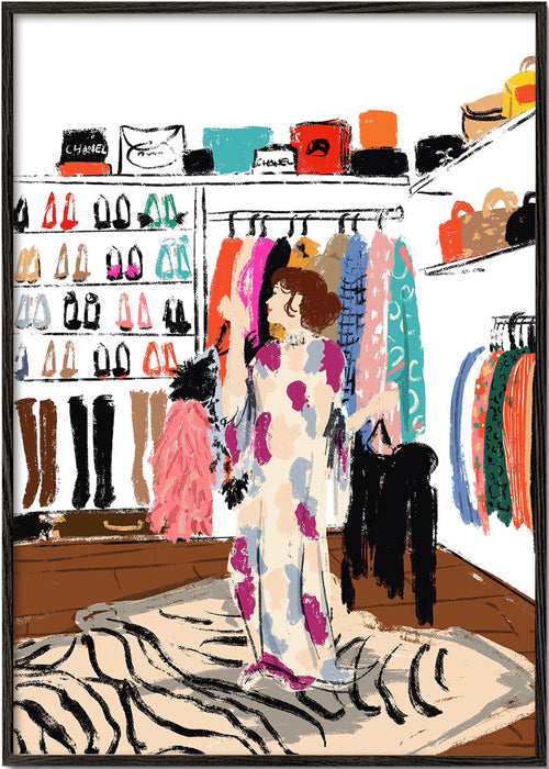 Ilustração de closet com roupas coloridas
