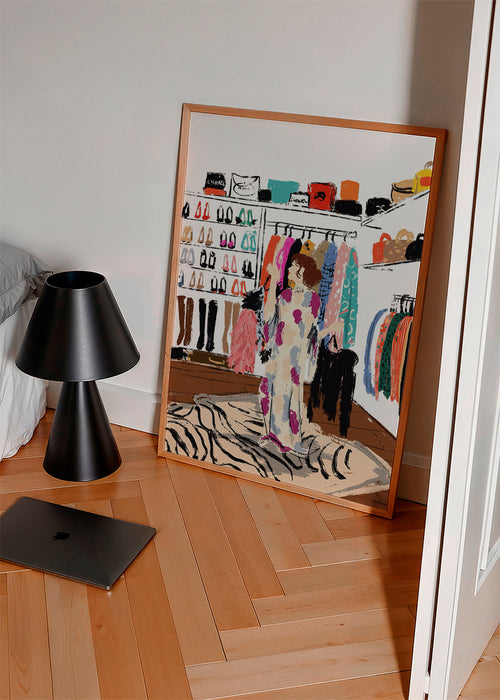 Ilustração de closet com roupas coloridas