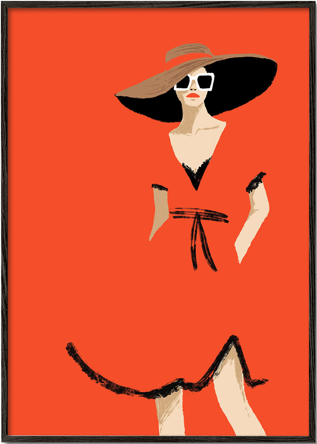 Ilustração de moda com chapéu largo