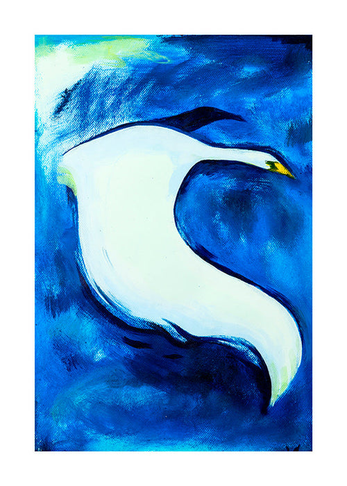 Quadro cisne branco sobre azul