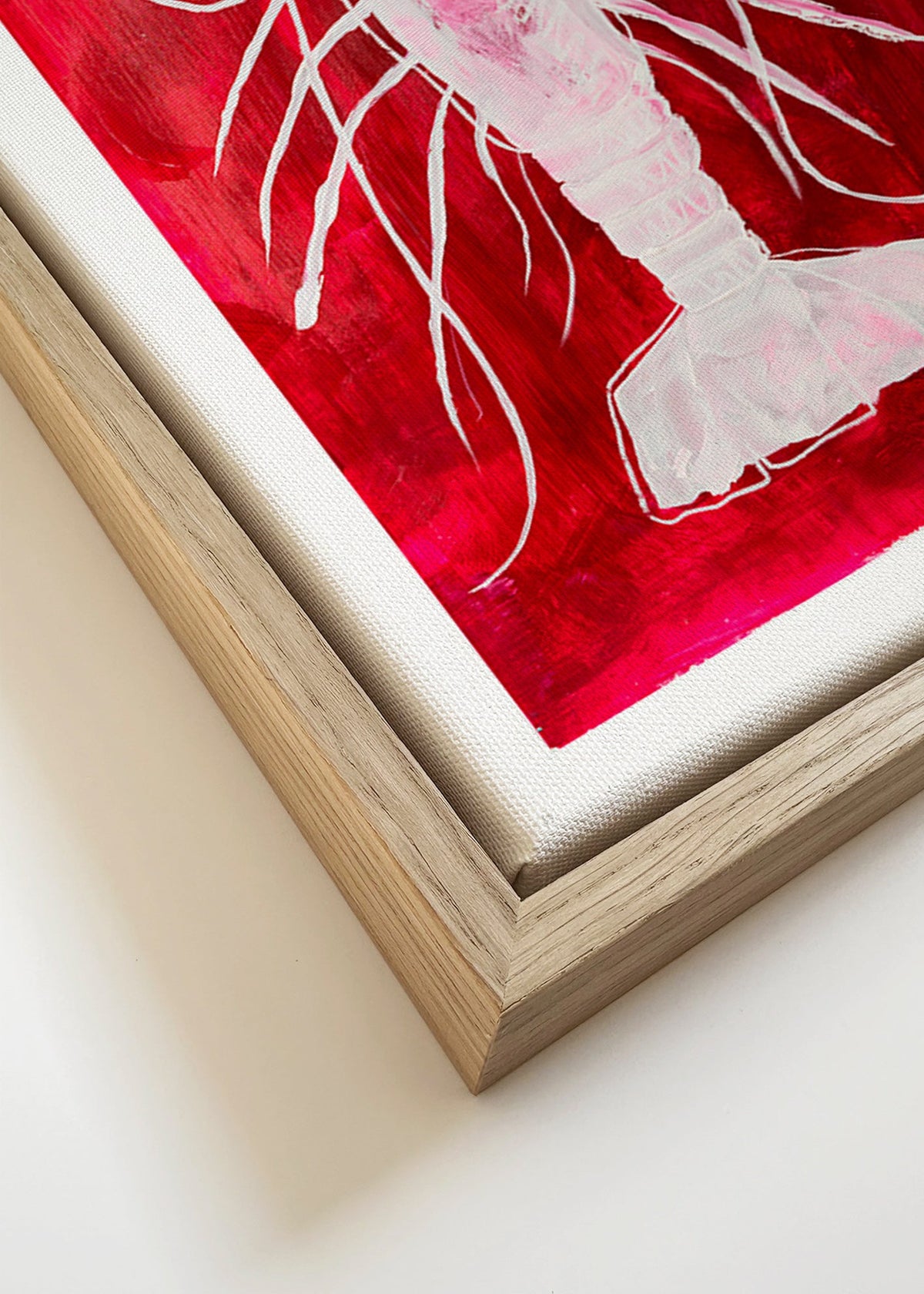 Arte para cozinha: lagosta branca em fundo vermelho – Canvas detail