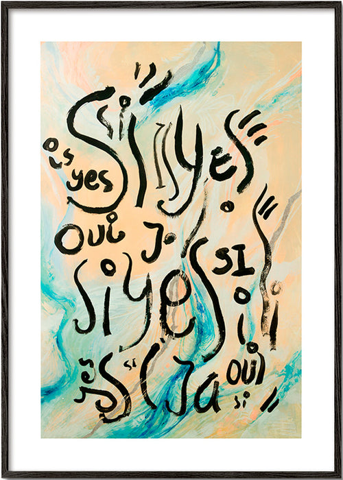 Ilustração tipográfica com ondas aquareladas – Black Frame