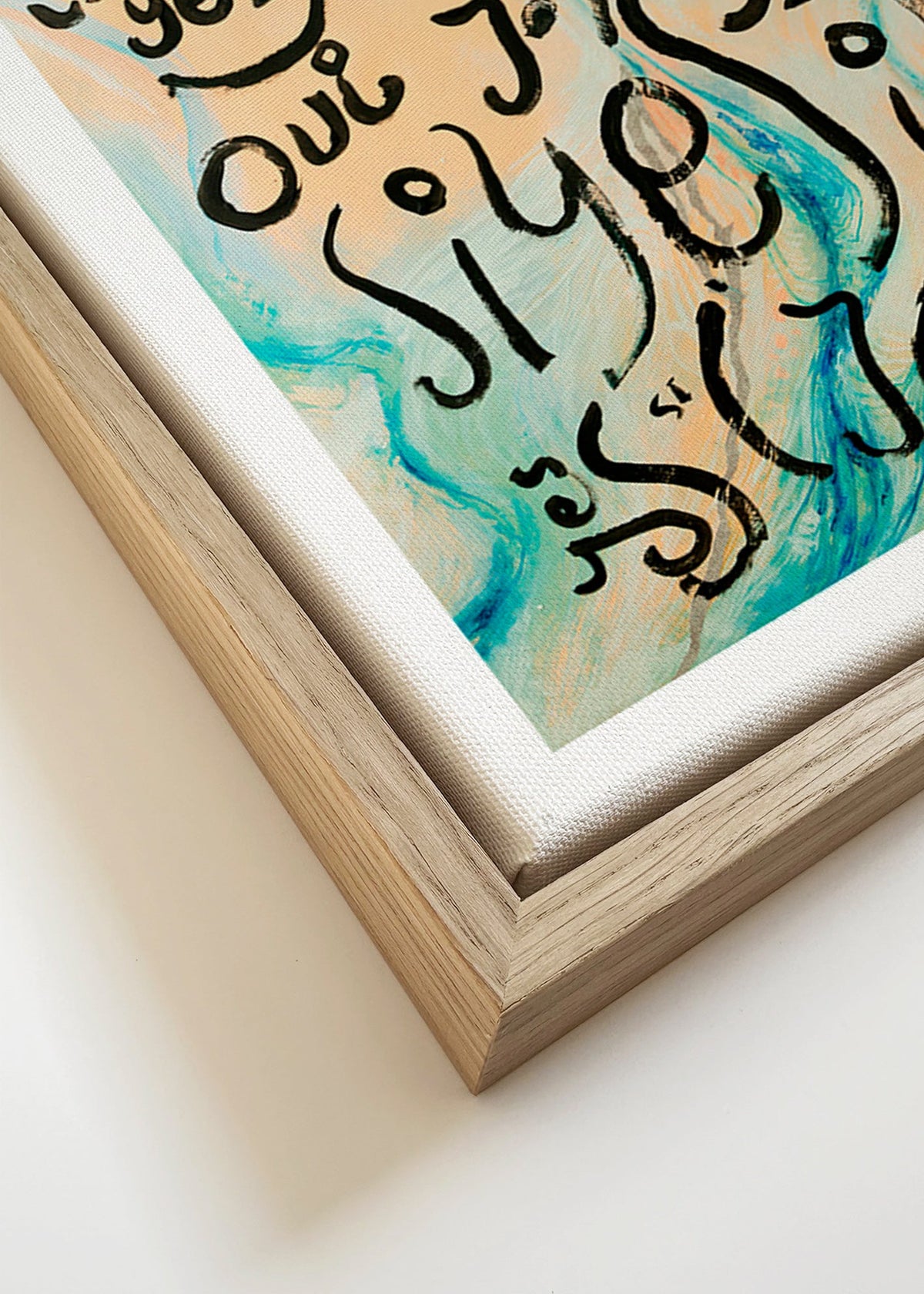 Ilustração tipográfica com ondas aquareladas – Canvas detail