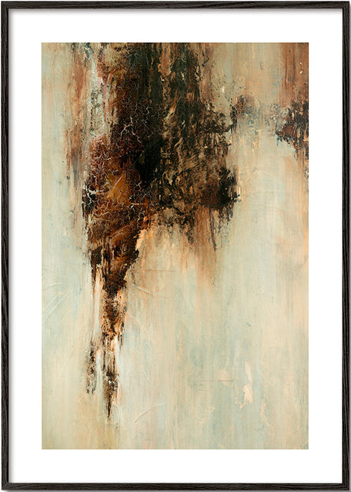 Quadro abstrato textura terrosa vertical – Black Frame