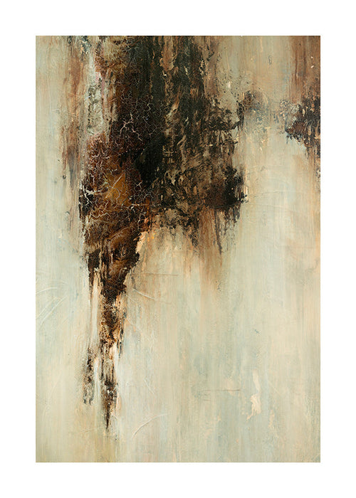 Quadro abstrato textura terrosa vertical