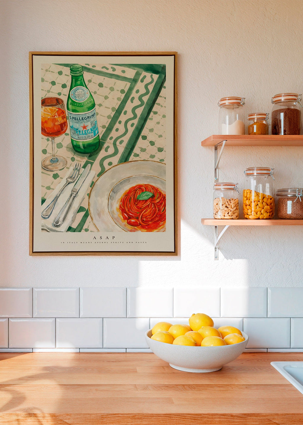 Arte para cozinha Aperol Spritz e massa